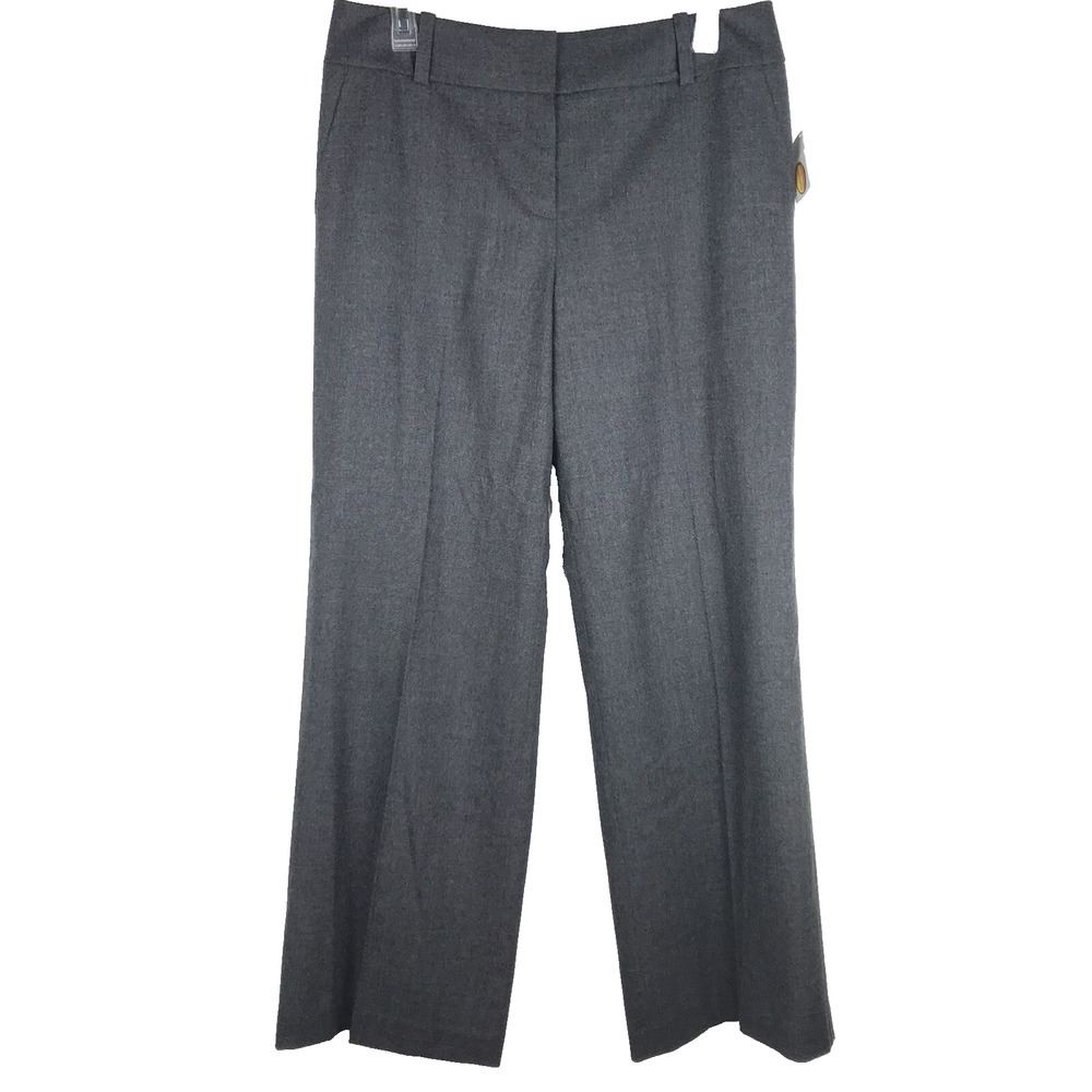 NWT Talbots Petite Mid Rise Dress Pants Straight Leg Wool Lined Gray Pockets 10P
